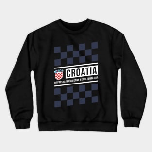 Croatia Hrvatska Slanted Away Checkered Jersey Style Crewneck Sweatshirt